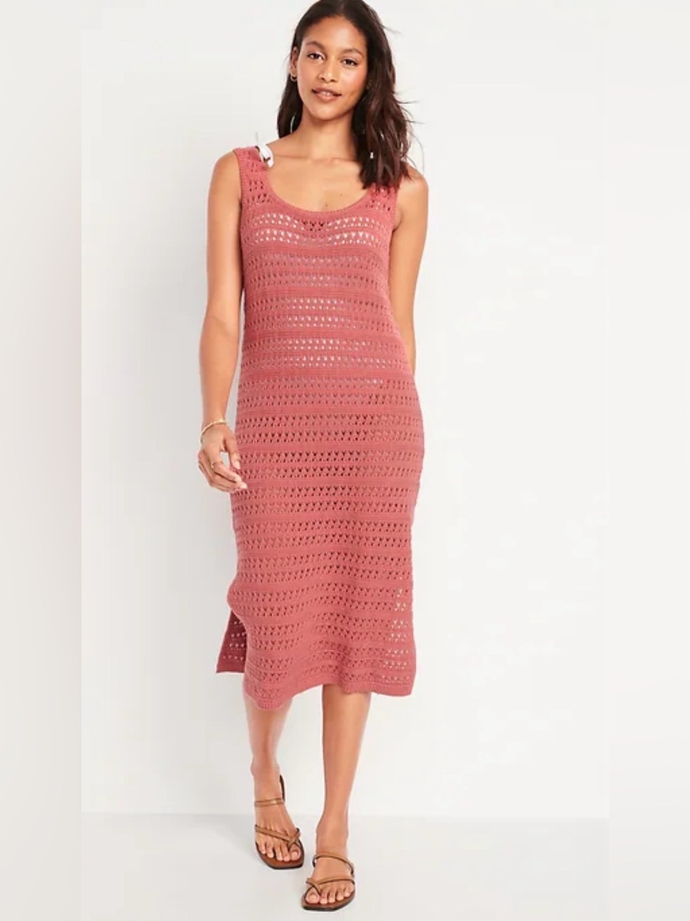 Old navy Fitted Sleeveless Crochet Swim Cover-Up Midi Dress